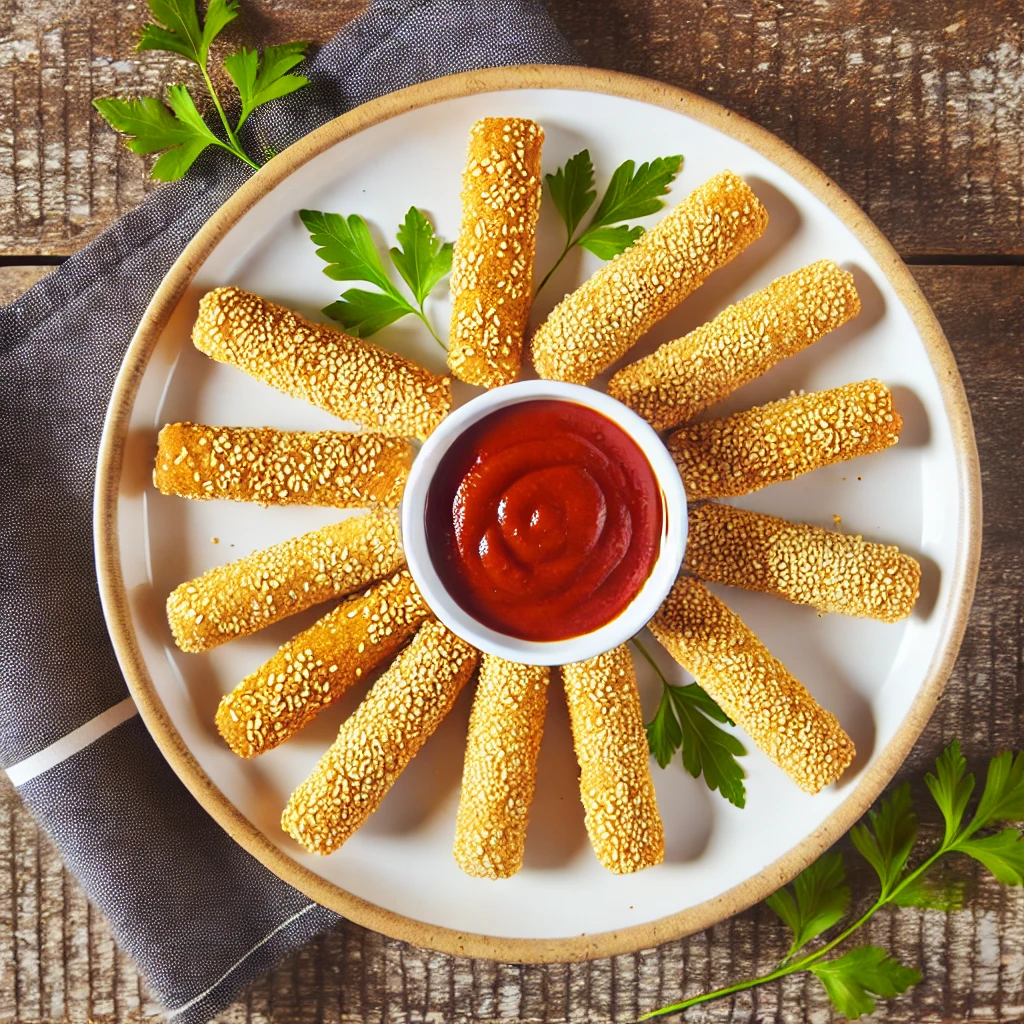 Bâtonnets de fromage croustillants au sésame